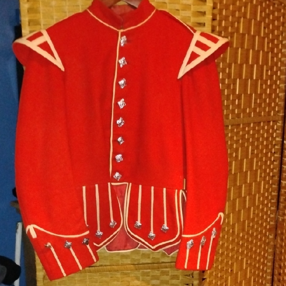 Chic Red Military-Style Blazer